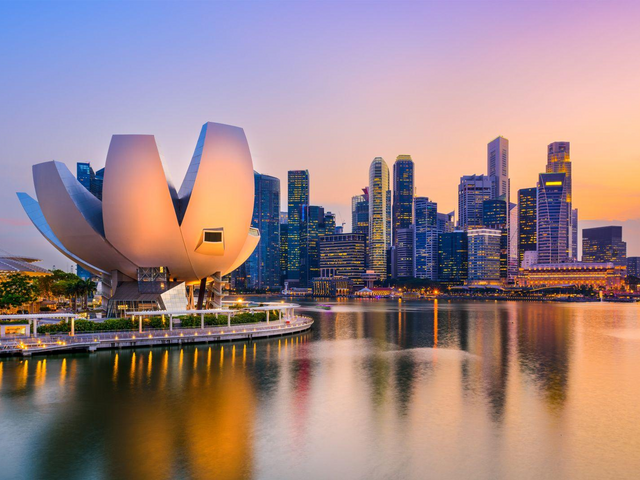 Skyline, Singapur Reisen, Abendstimmung 